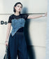 Denim Corset Mesh T-Shirts